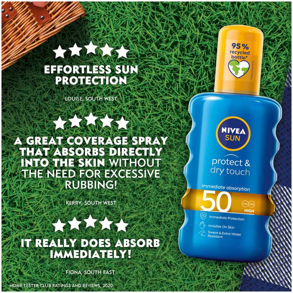 Nivea Sun Protect and Dry Touch Sun Cream Pump Spray SPF50 200ml Image 2