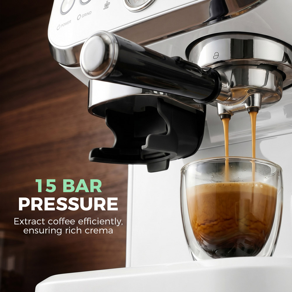 HOMCOM Bean to Cup 800-197V70WT White Coffee Machine with Integrated Bean Grinder Image 5