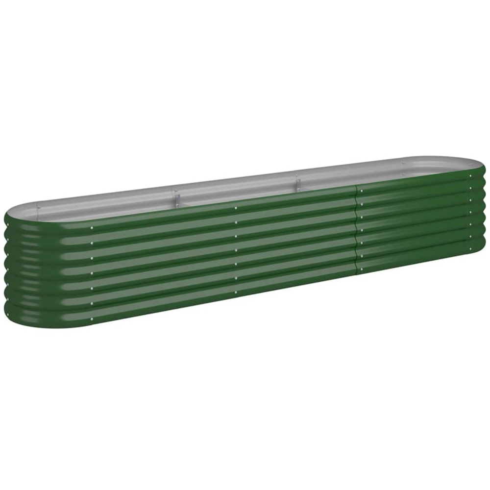 vidaXL Green Galvanised Steel Rectangular Garden Raised Bed 224 x 40 x 36cm Image 1