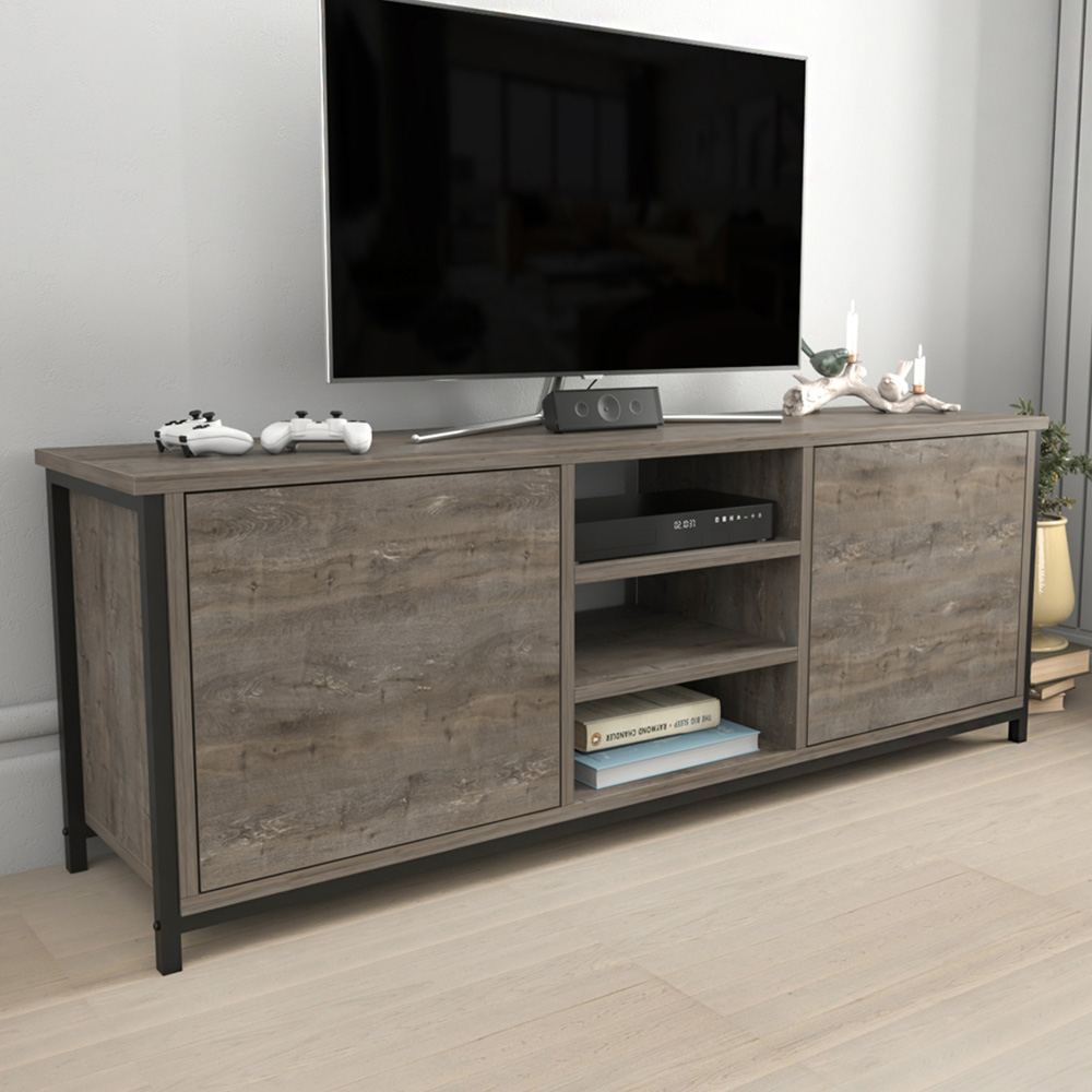 Decorotika Otis 2 Door 3 Shelf Black Wenge TV Stand for 63 inch TV Image 1