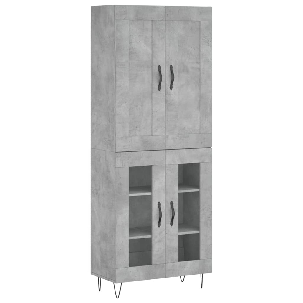 vidaXL 4 Door Concrete Grey Highboard Image 2