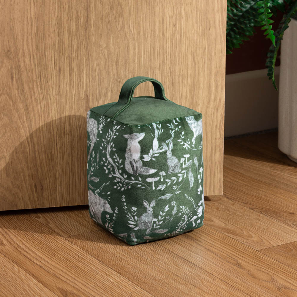 Furn Buckthorn Evergreen Woodland Velvet Reversible Door Stop Image 2