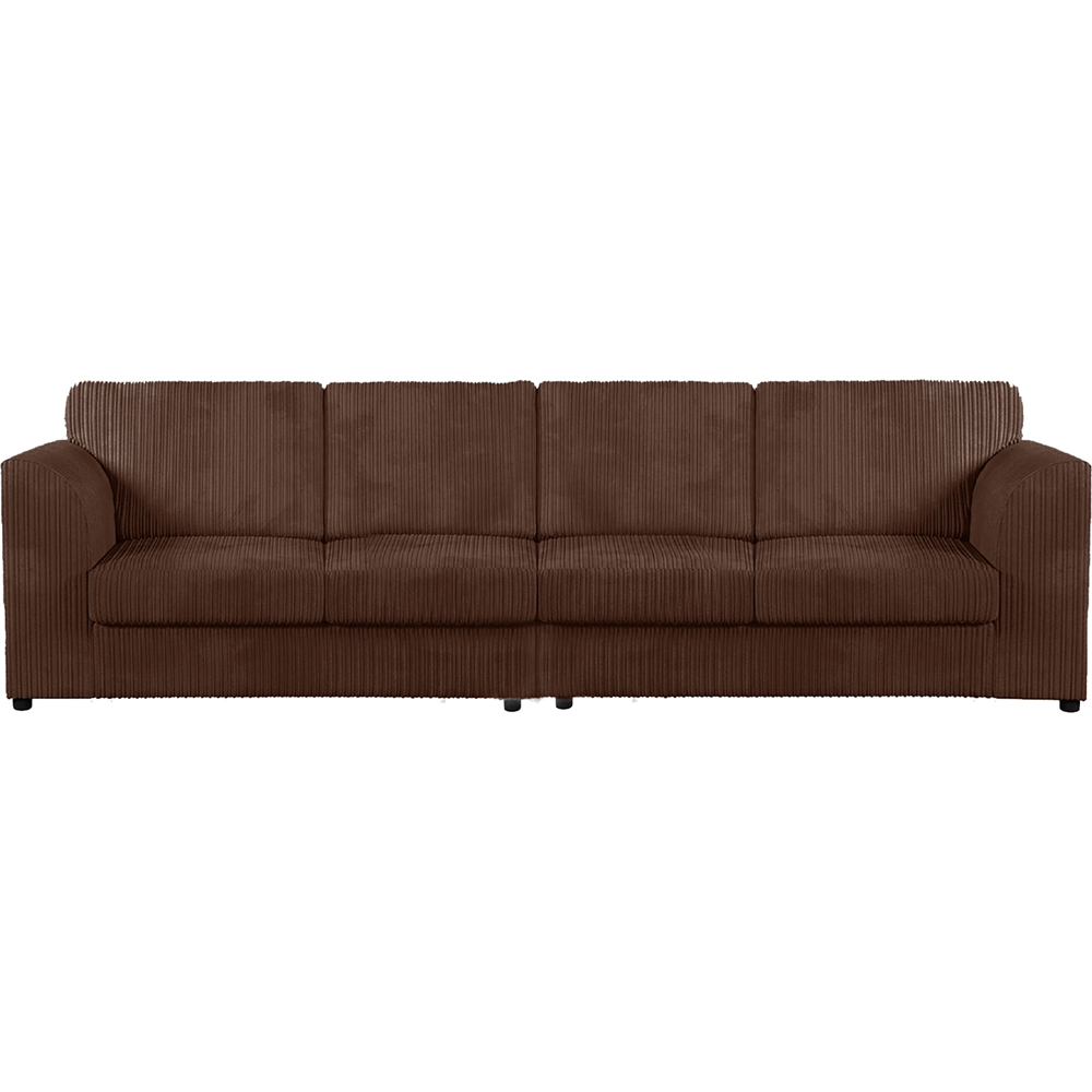 Luxor 4 Seater Chocolate Jumbo Cord Full Back Sofa Image 2