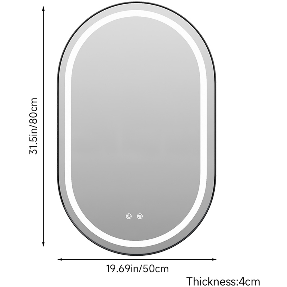 Living and Home Silver Oval Wall-Mounted LED Bathroom Mirror 80 x 50cm Image 8
