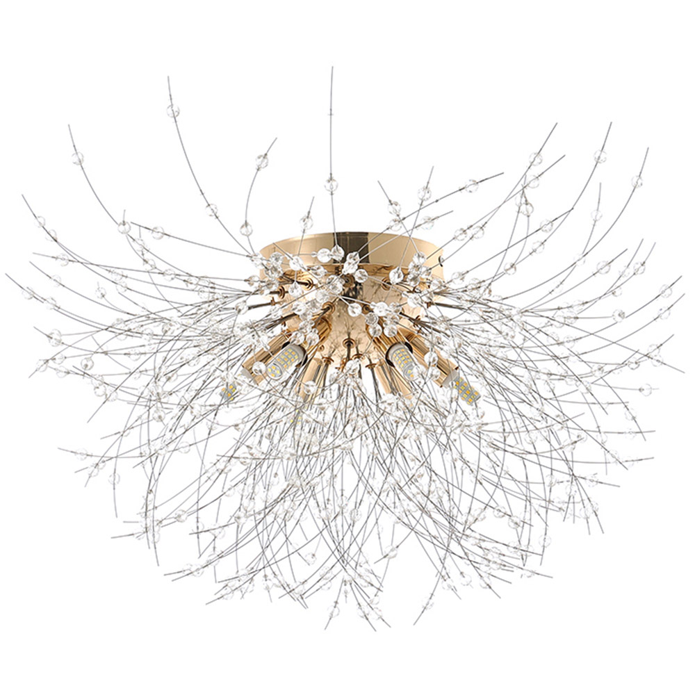 Living and Home Gold Sputnik Flush Mount Ceiling Light 50cm Image 1