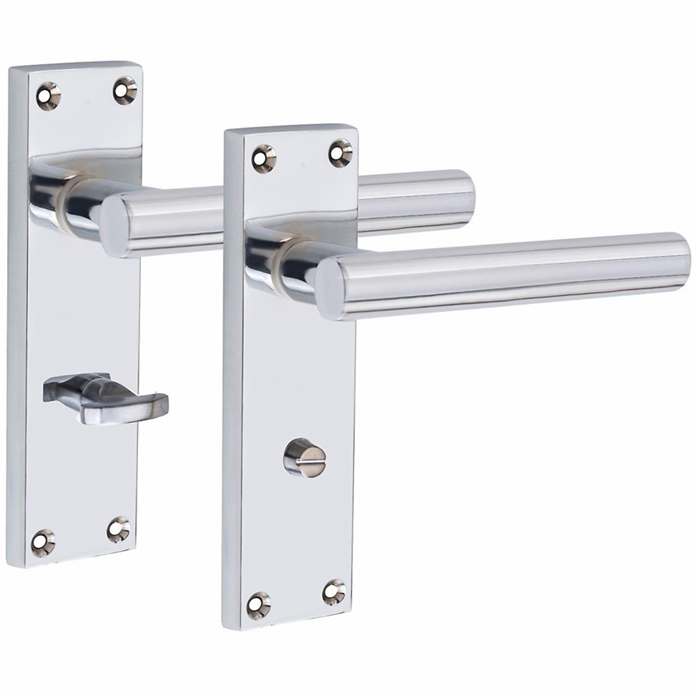 Golden Grace Victorian Straight T-Bar Polished Chrome Handles and Mortise Lock Set Image 2
