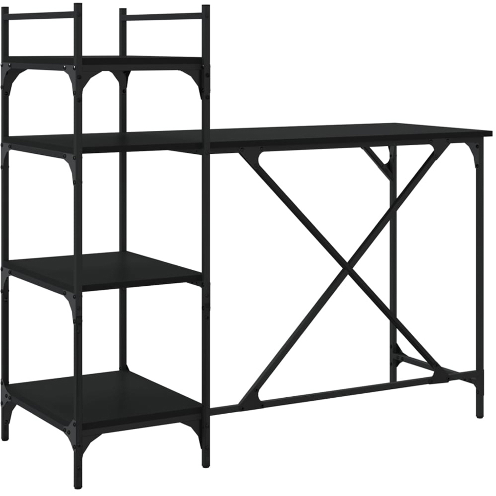 vidaXL 4 Shelf Industrial Style Computer Desk Black Image 2