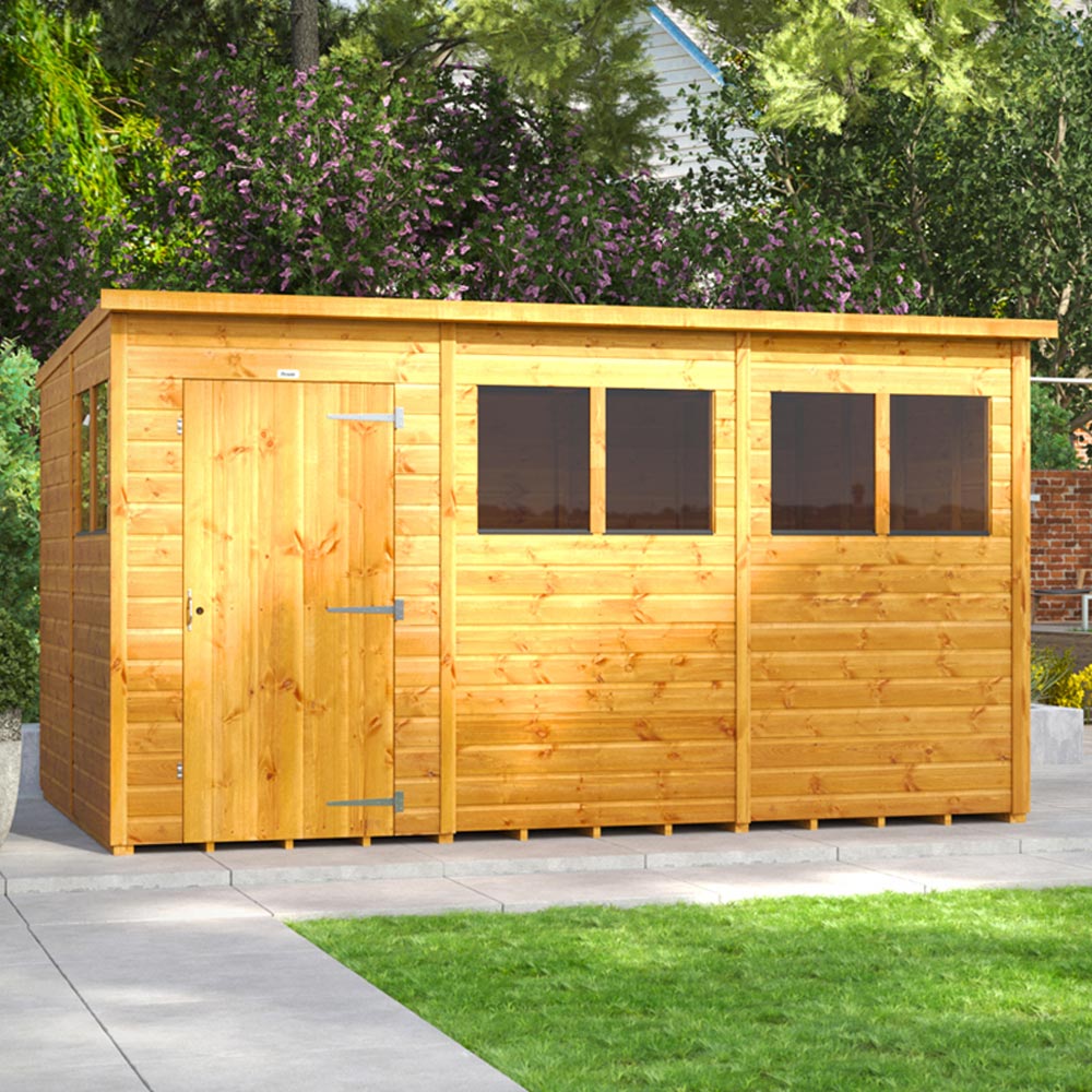 Power Sheds 12 x 8ft Pent Wooden Shed with Window Image 2