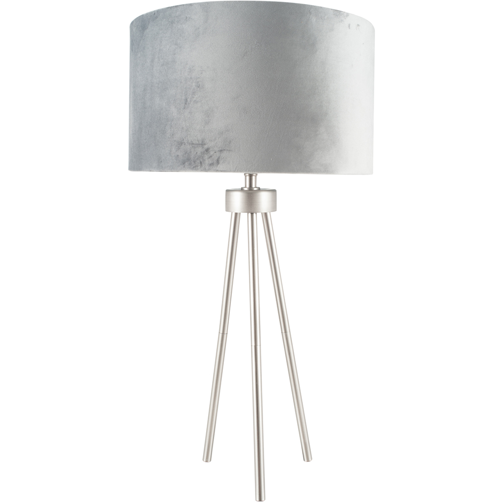 Pacific Lifestyle Houston Brushed Silver Metal Tripod Table Lamp Image 1
