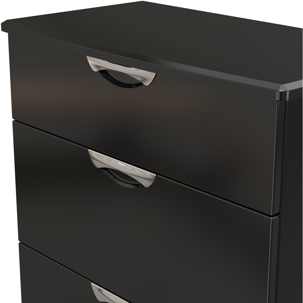 Crowndale Camden 3 Drawer Black Gloss and Black Deep Chest of Drawers Ready Assembled Image 5