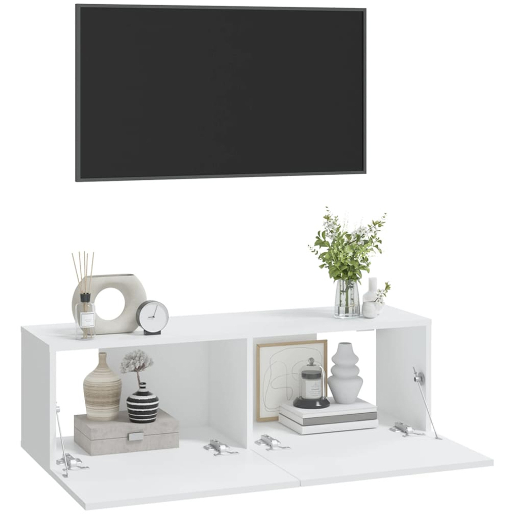 vidaXL 2 Door White Wall-Mounted TV Cabinet Set of 2 Image 4