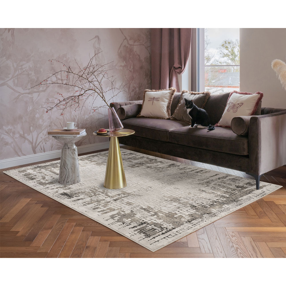 Mayfair Living Room Area Rug Metallic Sheen Contemporary Modern Croc Design - Grey 200cm x 290cm Image 2