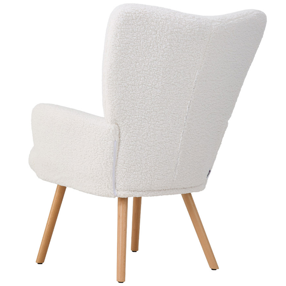 Living and Home White Sherpa Fleece Upholstered Leisure Chair Image 3