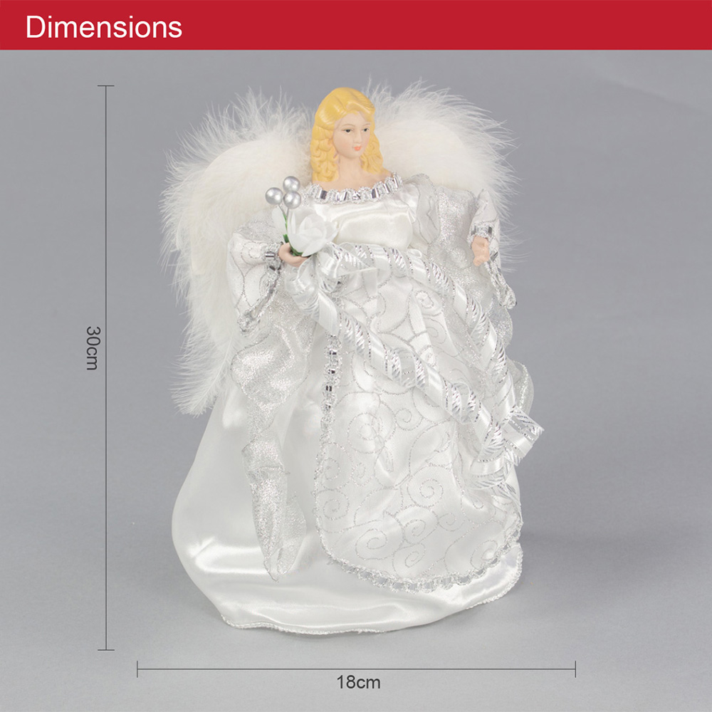 The Christmas Workshop White and Silver Tree Top Angel 30cm Image 8
