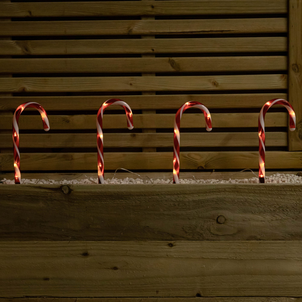 Samuel Alexander 12 Piece 60 Warm White LED Candy Cane Christmas Path Light Set Image 9