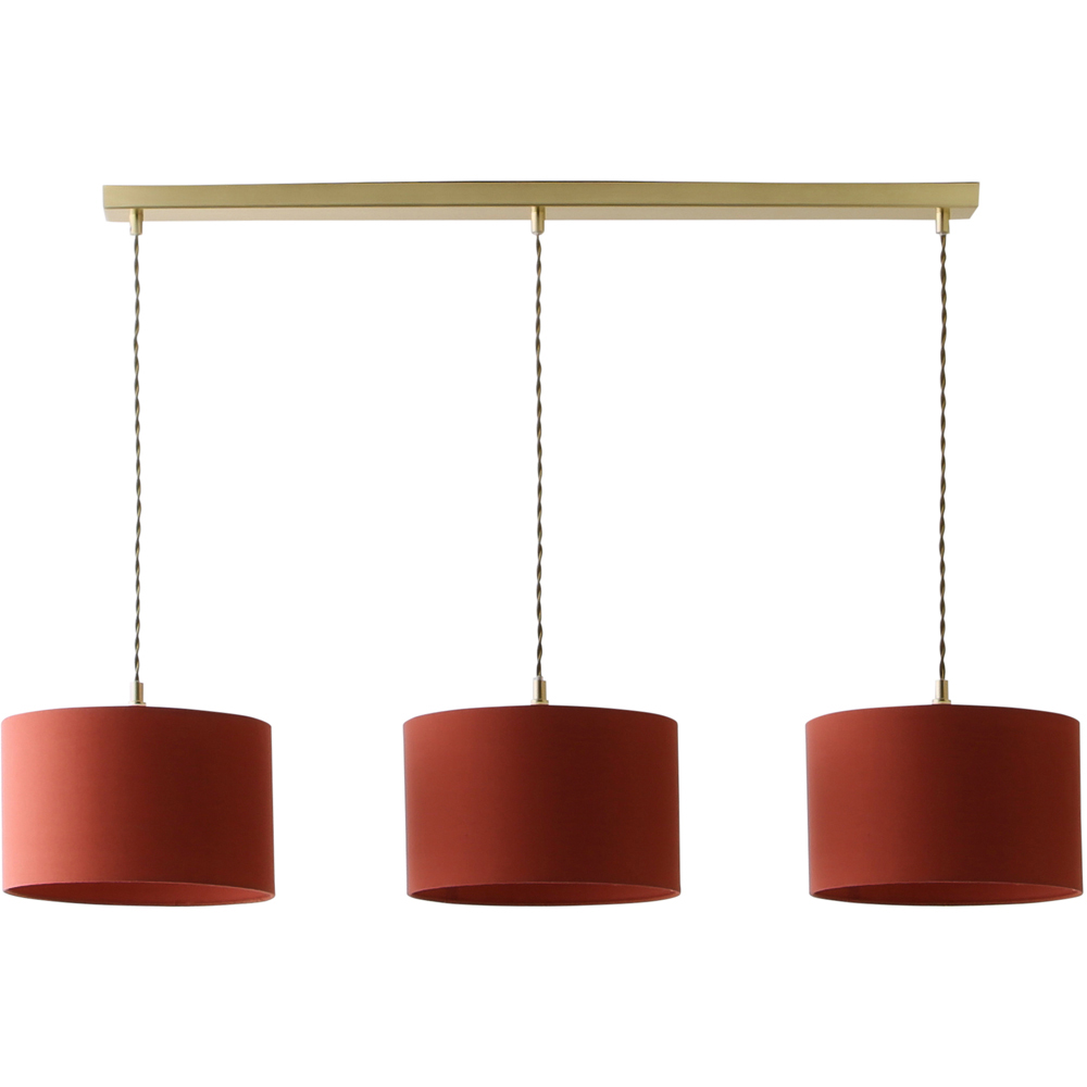 ValueLights Reni Rust Drum Shade 3 Drop Bar Gold Diner LED Ceiling Pendant Light Image 1