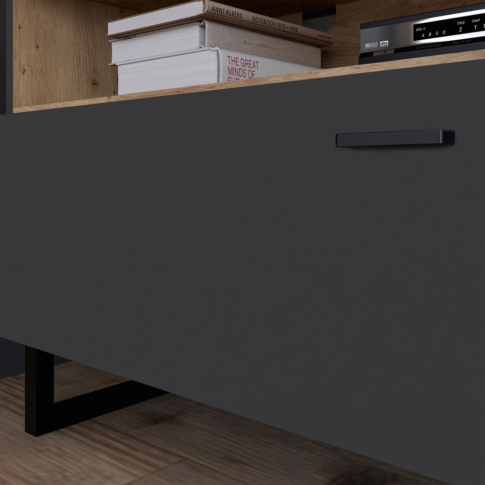 Florence Klara 2 Door Single Drawer Single Shelf Grey and Oak TV Unit Image 6