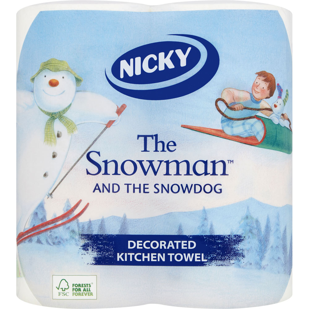 Nicky The Snowman and the Snowdog Decorated Kitchen Towel 2 Rolls 2 Ply Image 1