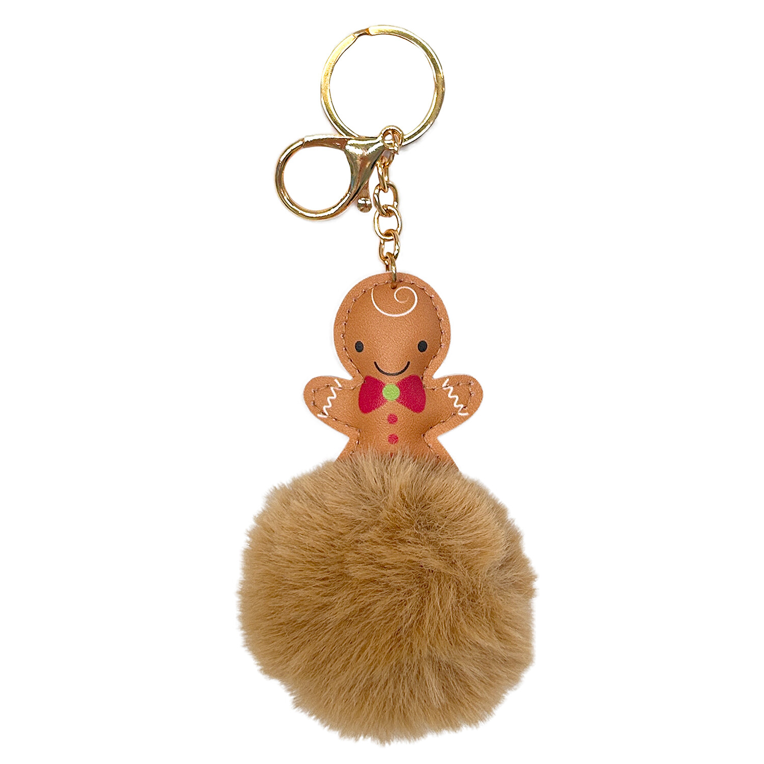 Gingerbread or Xmas Tree Pom Pom Keyring - Green or Brown Image 2