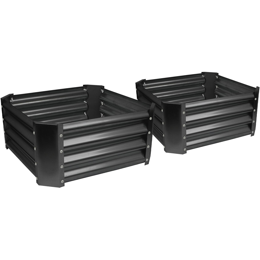 Harbour Housewares Anthracite Square Galvanised Steel Raised Garden Bed 60 x 60cm 2 Pack Image 1