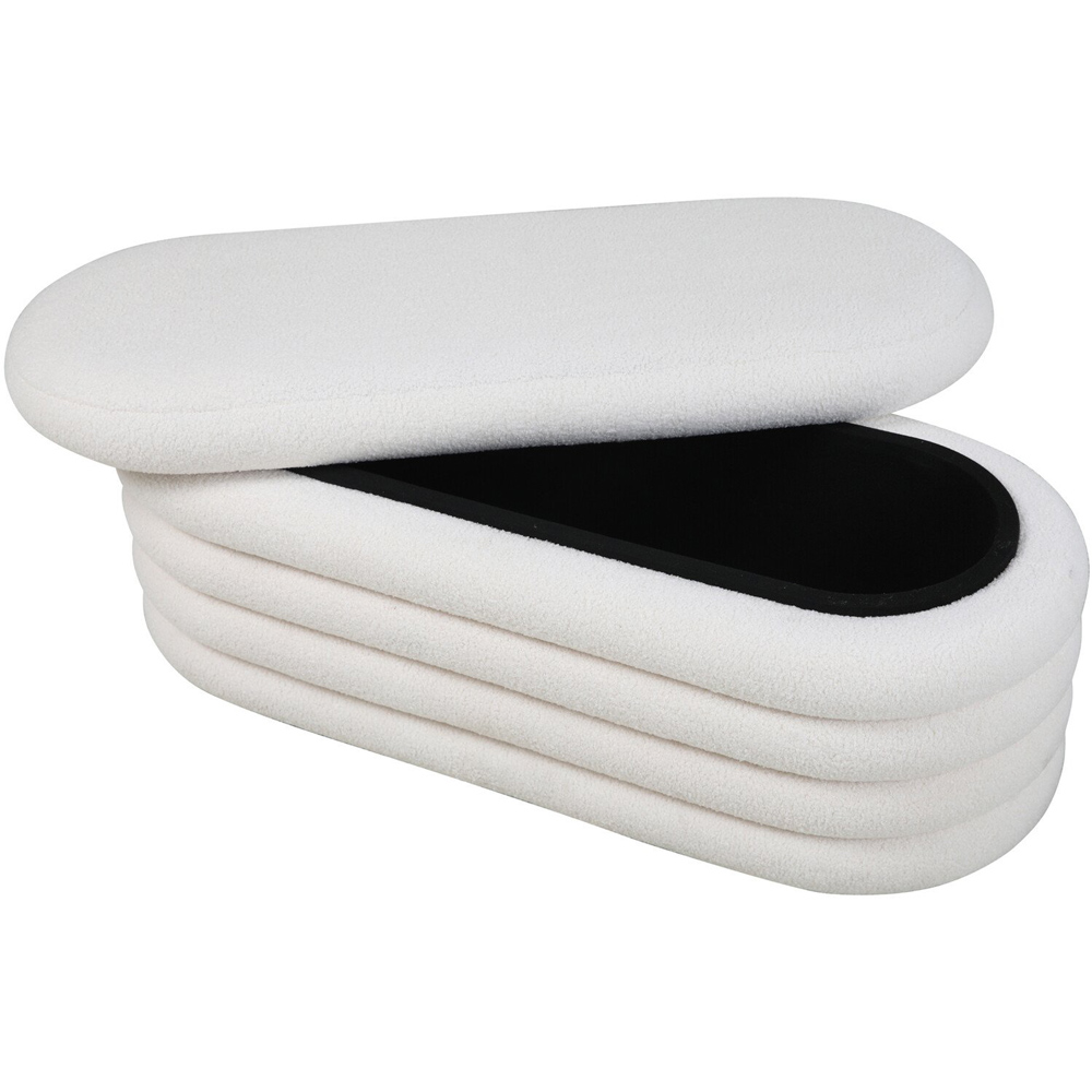 Cream Boucle Storage Ottoman Cream Image 3