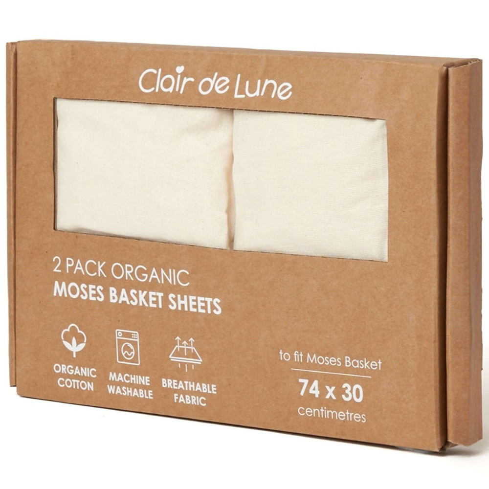 Clair de Lune Cream Organic Cotton Moses Basket Sheet 2 Pack Image 3