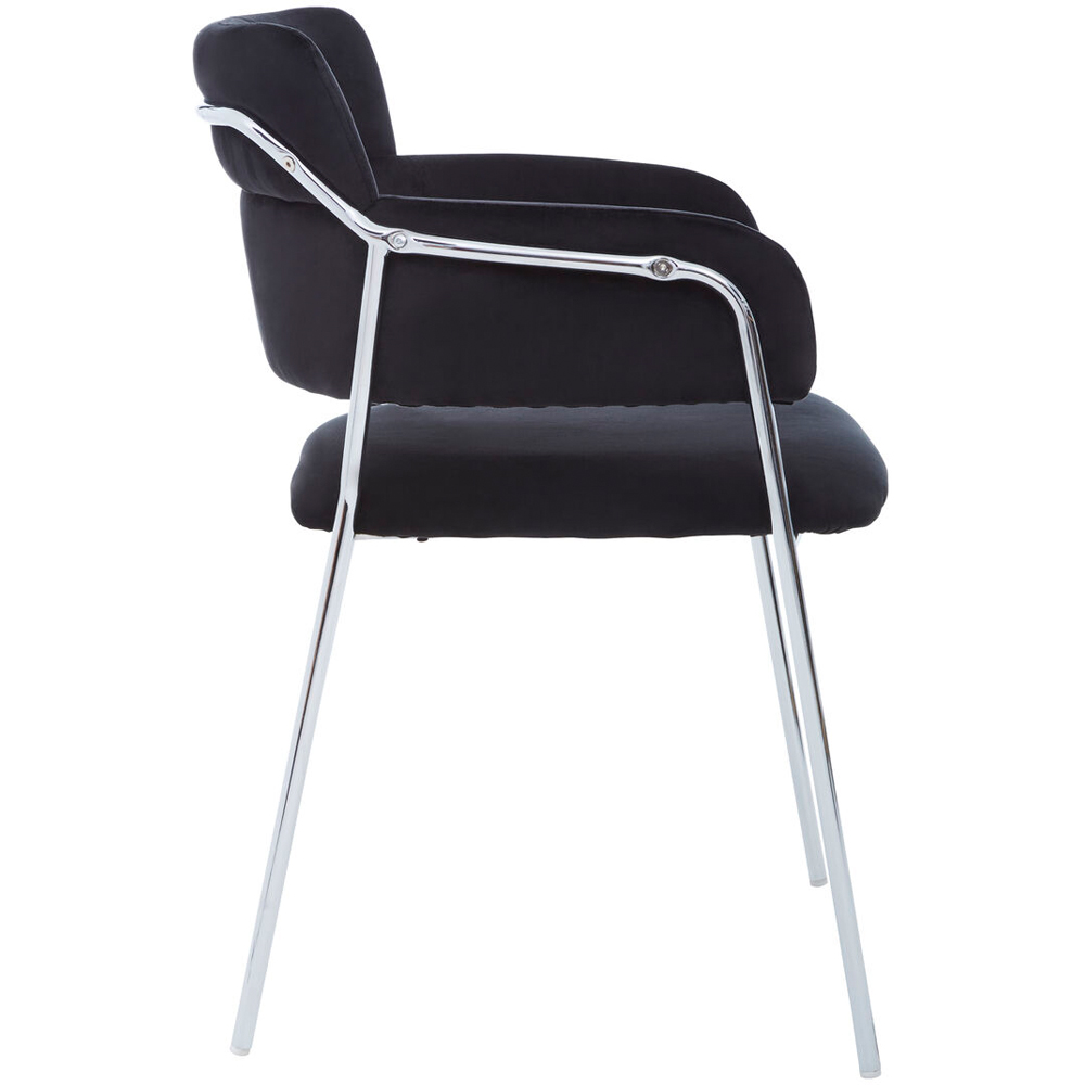 Premier Housewares Tamzin Black Velvet Dining Chair with Tubular Legs Image 3