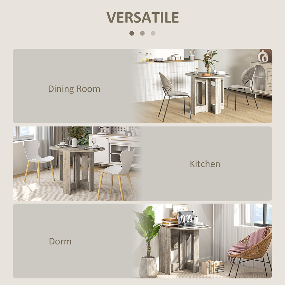 HOMCOM 2 Seater Grey Drop Leaf Dining Table Image 8