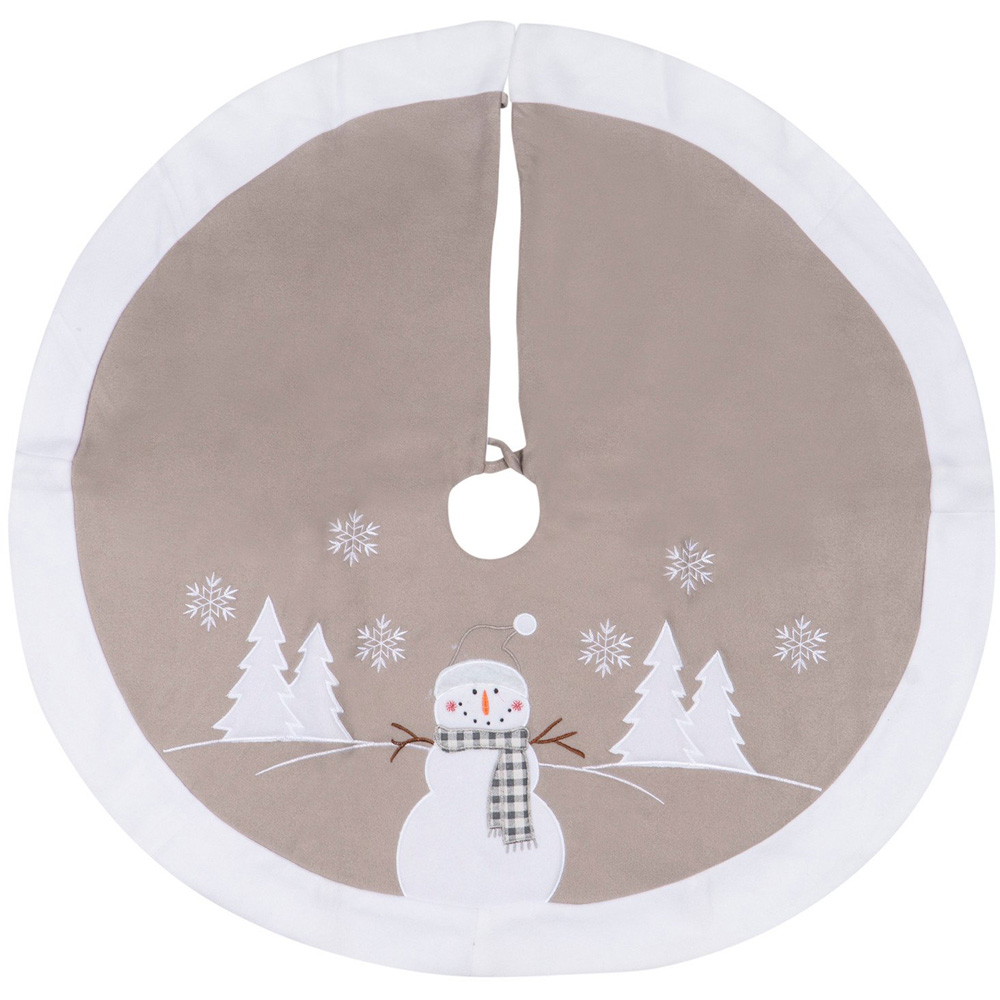 Neutral Snowman Tree Skirt Image 1