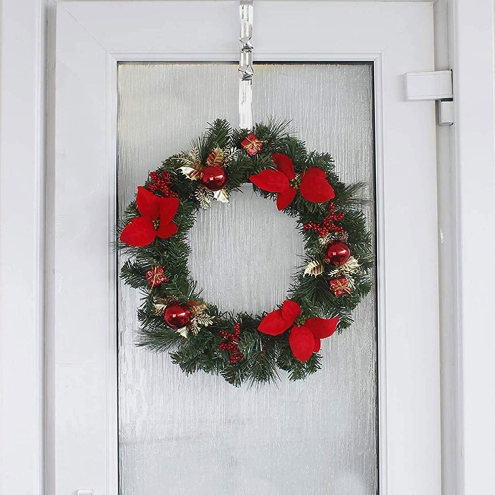 Marco Paul Christmas Wreath with Red and Gold Baubles and Poinsettia 40cm Image 3