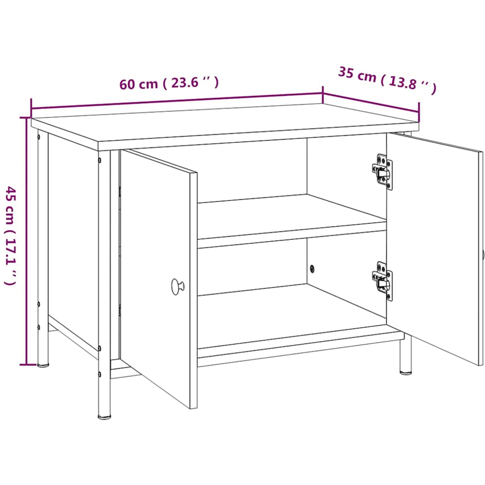 vidaXL 2 Door Grey Sonoma TV Cabinet Image 9