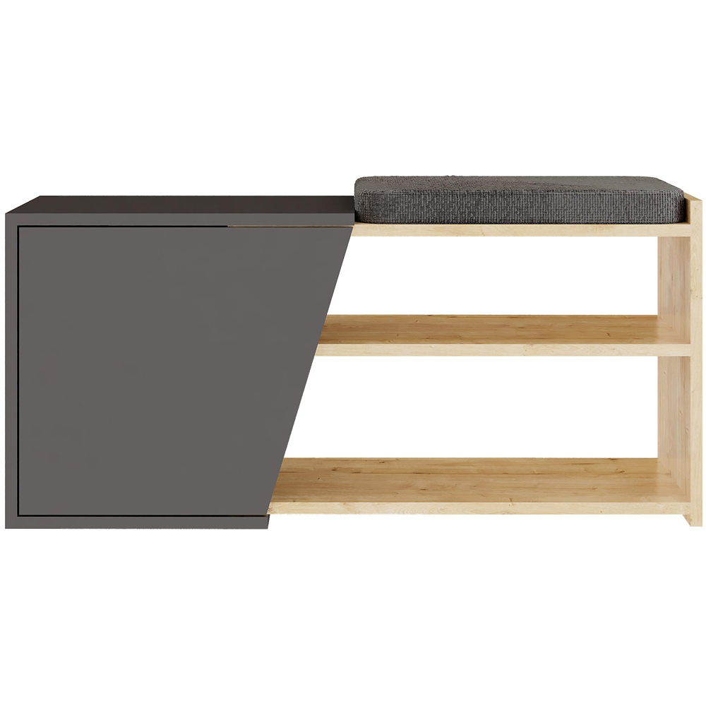 Decortie Fiona Anthracite and Oak Entryway Shoe Bench Storage Image 2