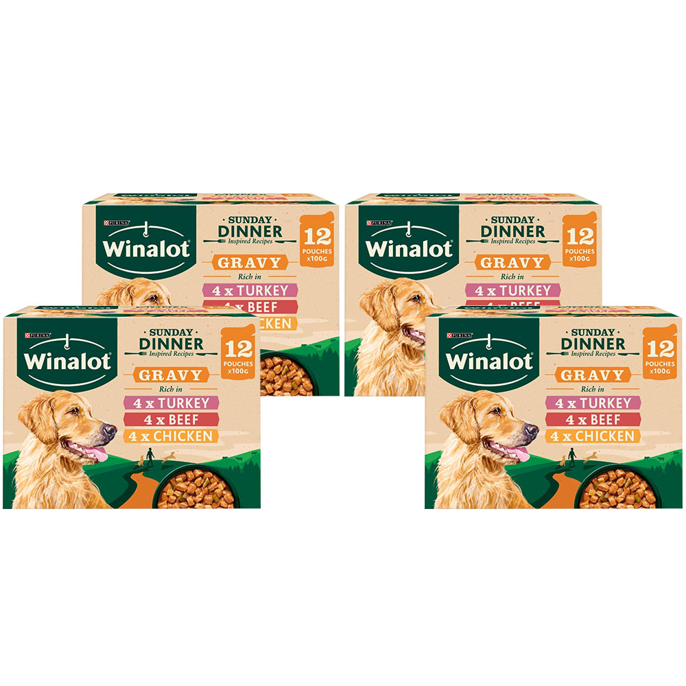 Purina Winalot Sunday Dinner Wet Dog Food Pouches in Gravy 100g Case of 4 x 12 Pack Image 1