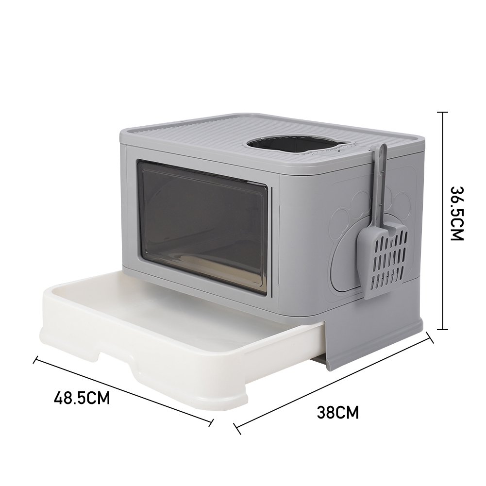 Living and Home Grey Enclosed Cat Litter Box with Scoop Wilko