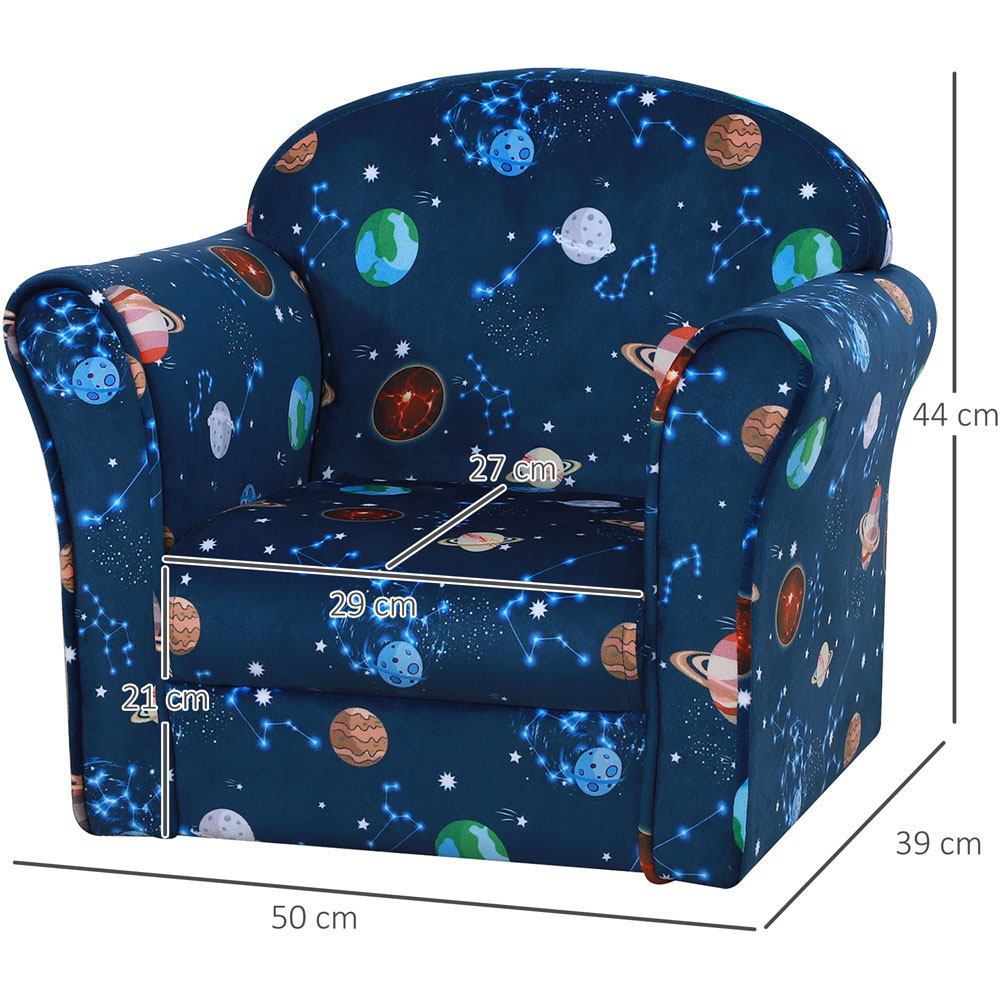 HOMCOM Kids Single Seat Planet Design Blue Sofa Image 7