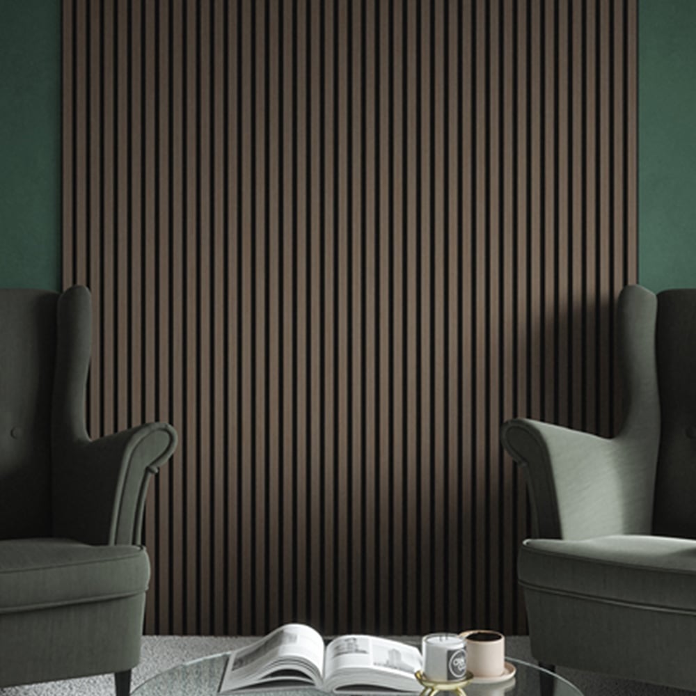 Kraus Easy Living Chestnut Acoustic Slat Wall Panel 240 x 60cm 3 Pack Image 1