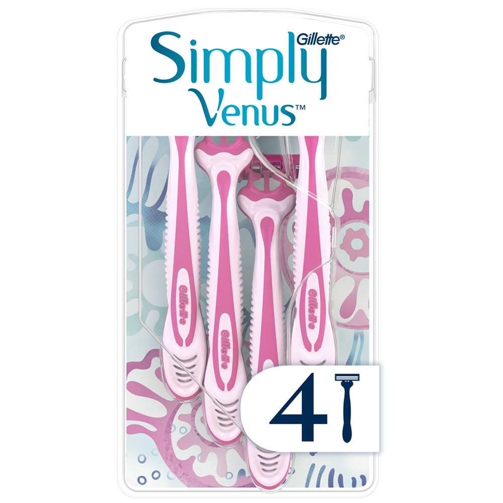 Gillette Simply Venus 3 Women's Disposable Razor 4 Pack Image 2