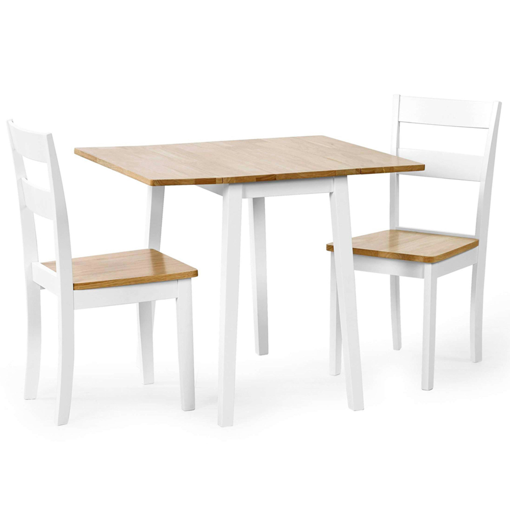 Julian Bowen Linwood 2 Seater 45-90cm White and Oak Drop Leaf Extendable Dining Table Image 5