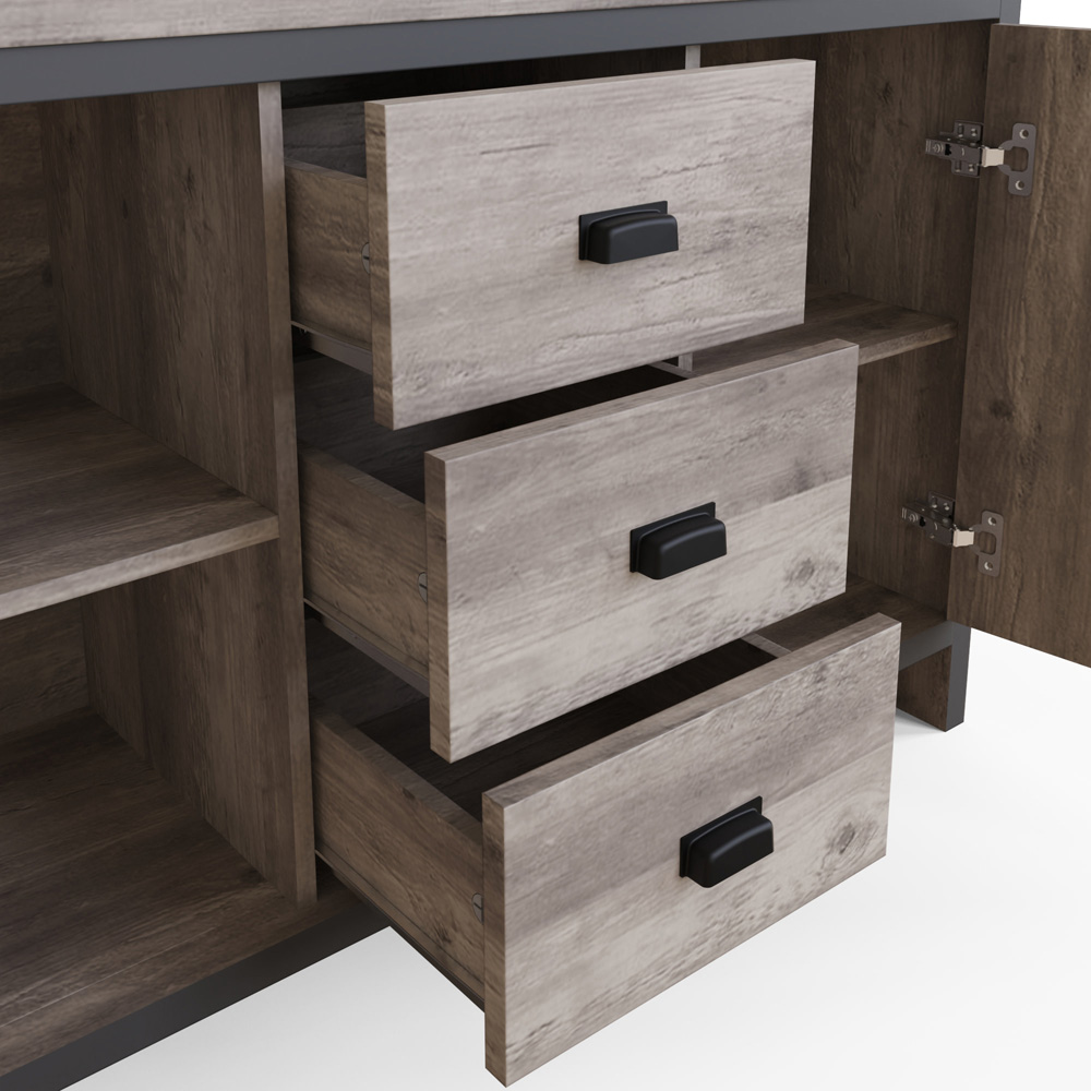 GFW Boston 2 Door 3 Drawer Grey Sideboard Image 5