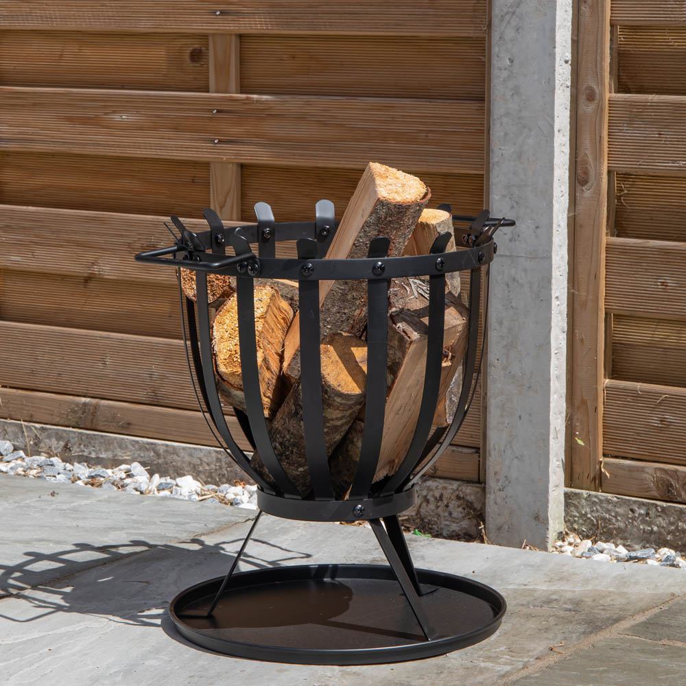Samuel Alexander Black Steel El-Clasico Outdoor Fire Basket 44cm Image 4