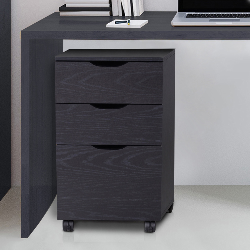 HOMCOM 3 Drawer Filing Cabinet with Wheels Image 4