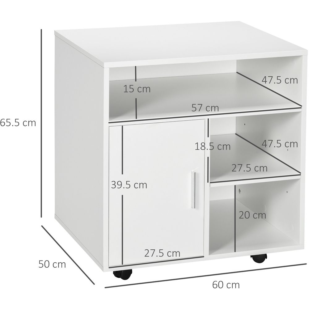 HOMCOM White Multi-Storage Printer Stand with Wheels Image 7