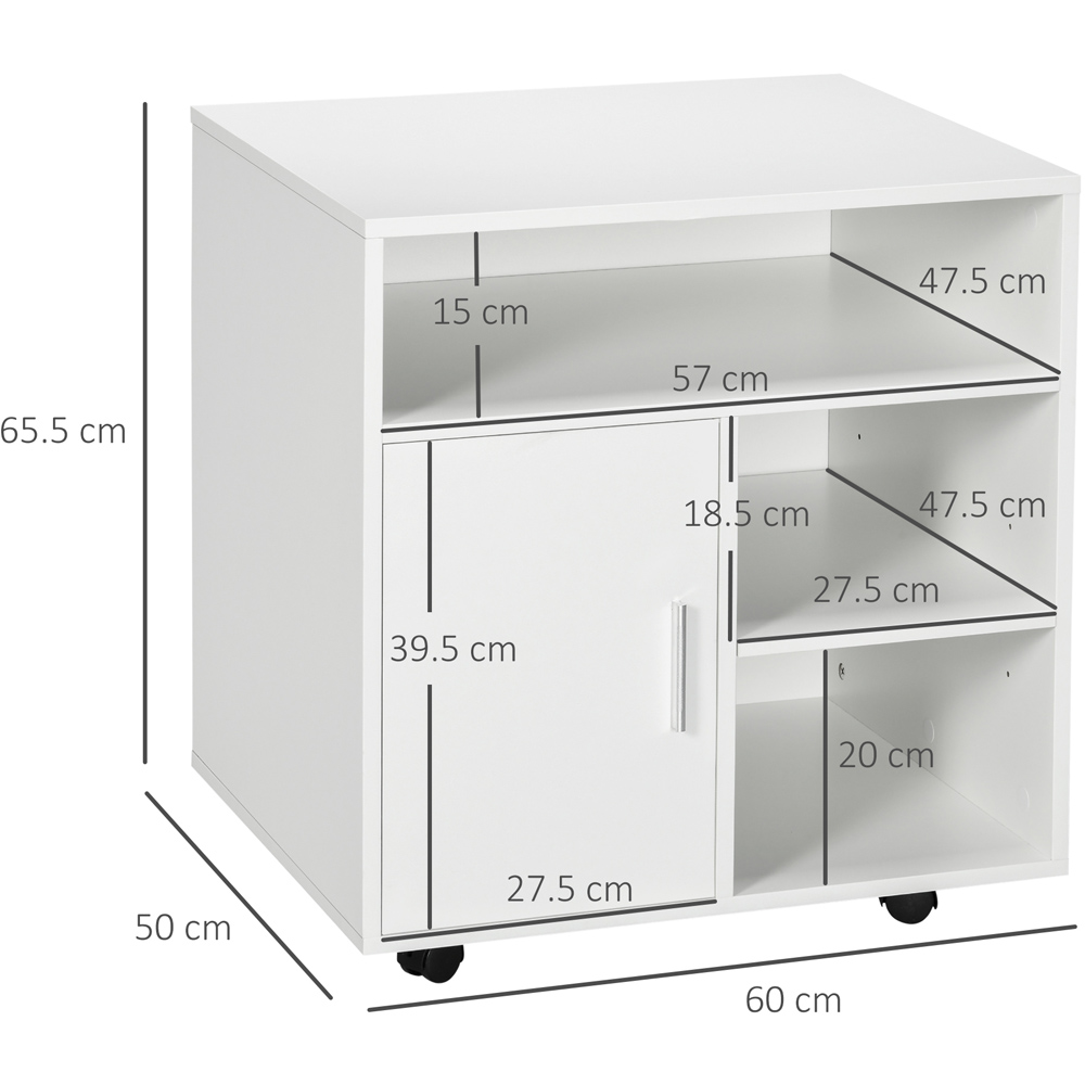 Portland White Multi-Storage Printer Stand with Wheels Image 7