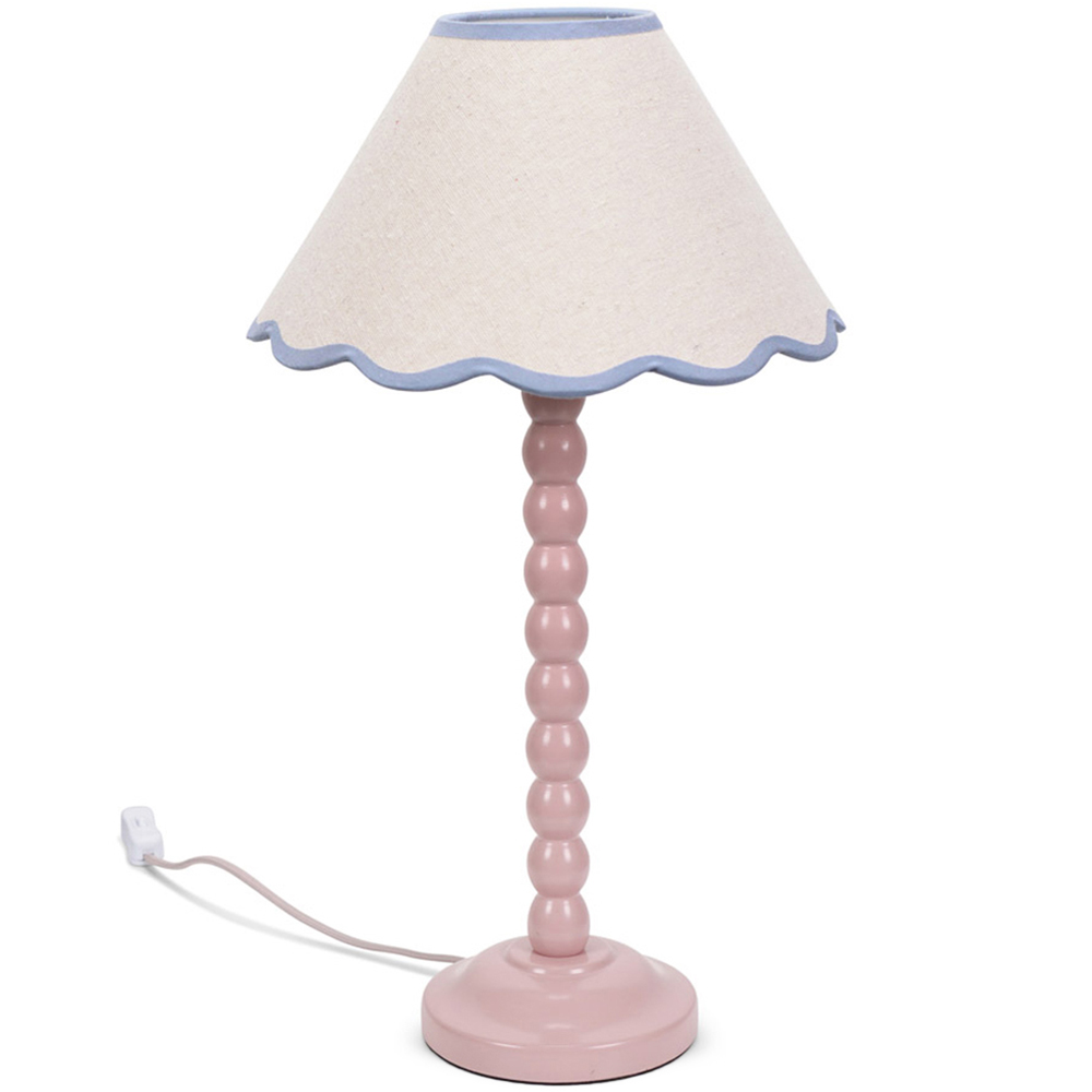 ValueLights Bobbins Blue Scallop Shade Rose Pink LED Table Lamp Image 1
