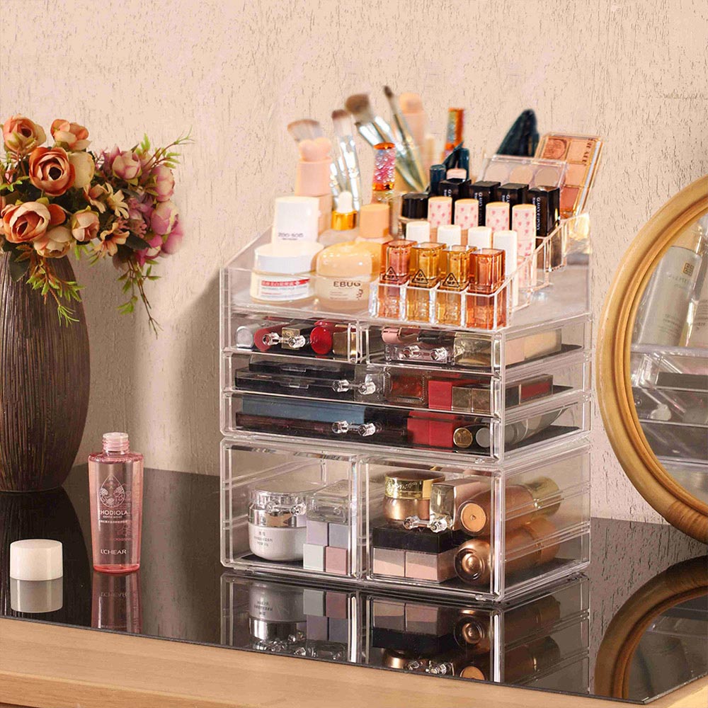 Living and Home Clear Acrylic Makeup Organiser with Drawers Image 7