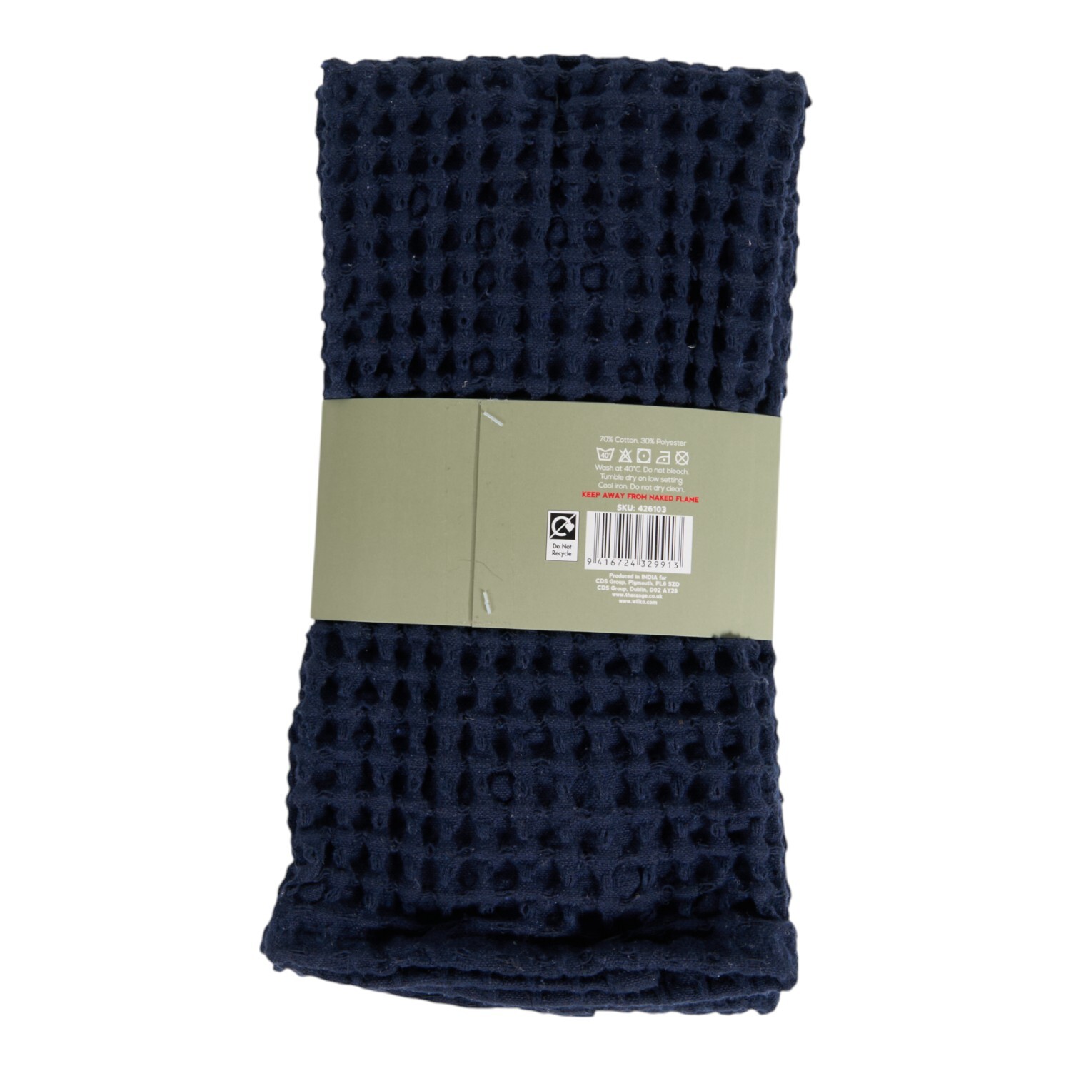 Pack of 2 Navy Waffle Tea Towels Navy Image 2