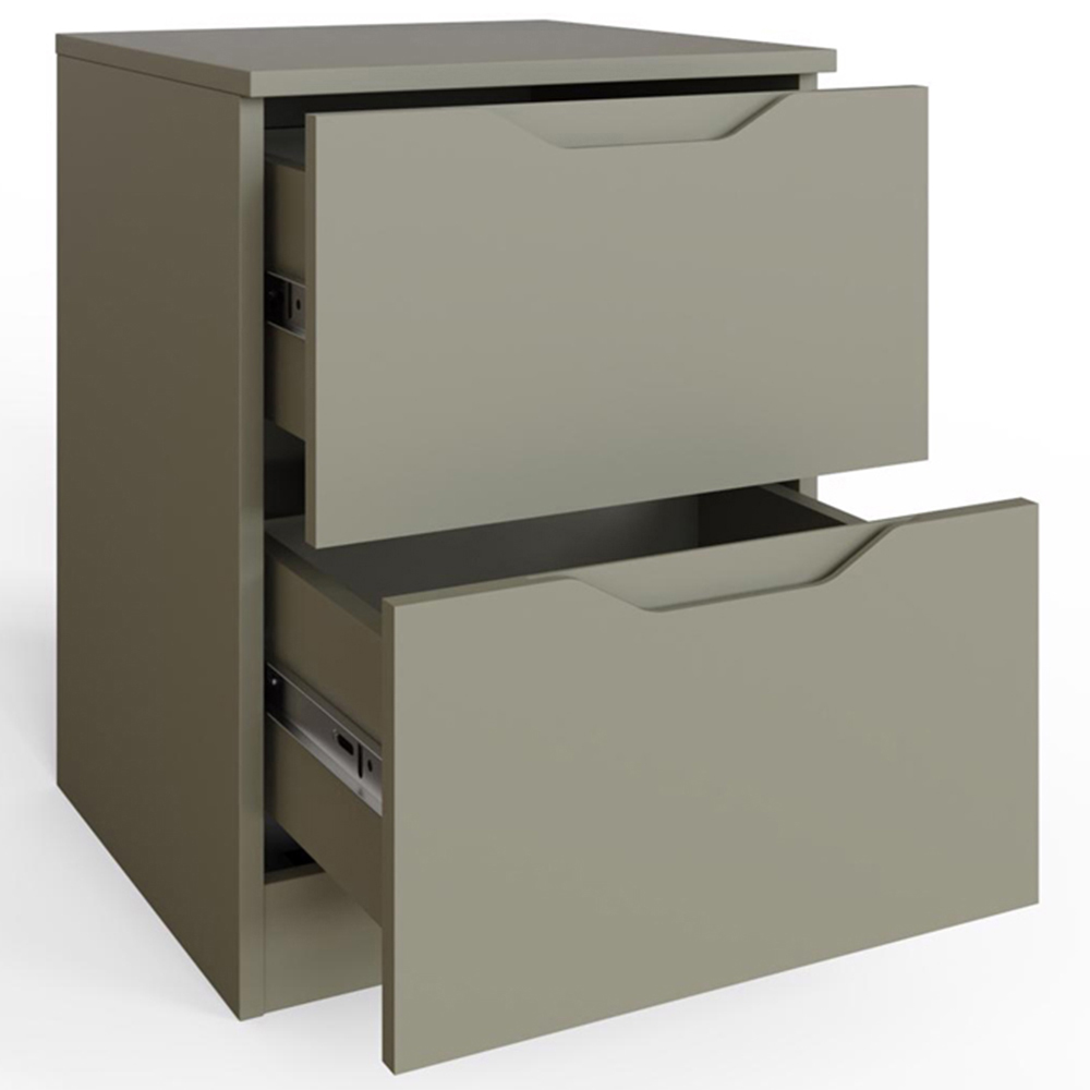 FWStyle Luno 2 Drawer Green Modern Bedside Table Image 3
