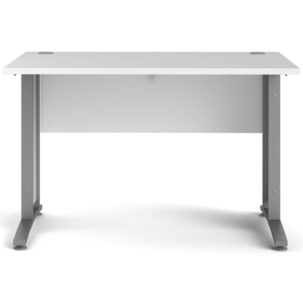 Florence Wooden and Steel 120cm Desk White and Silver Grey Image 3