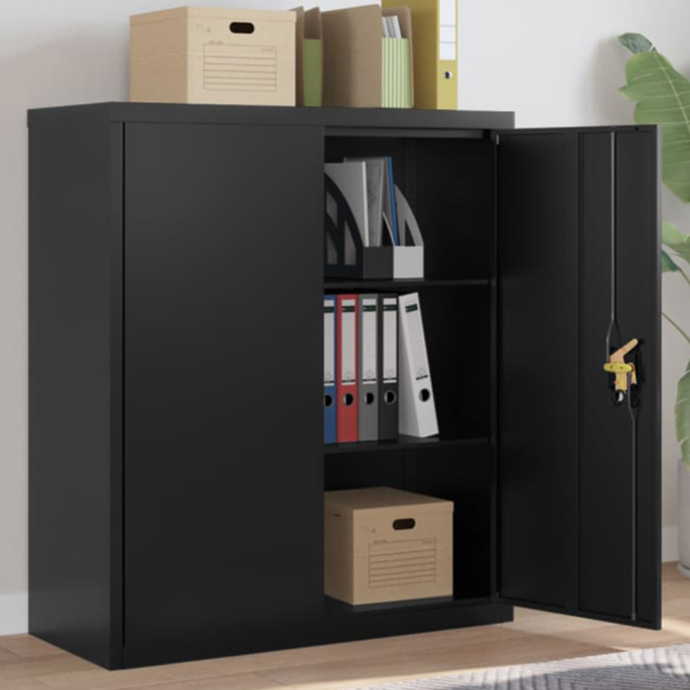vidaXL 2 Door Black Steel Compact File Cabinet Image 1