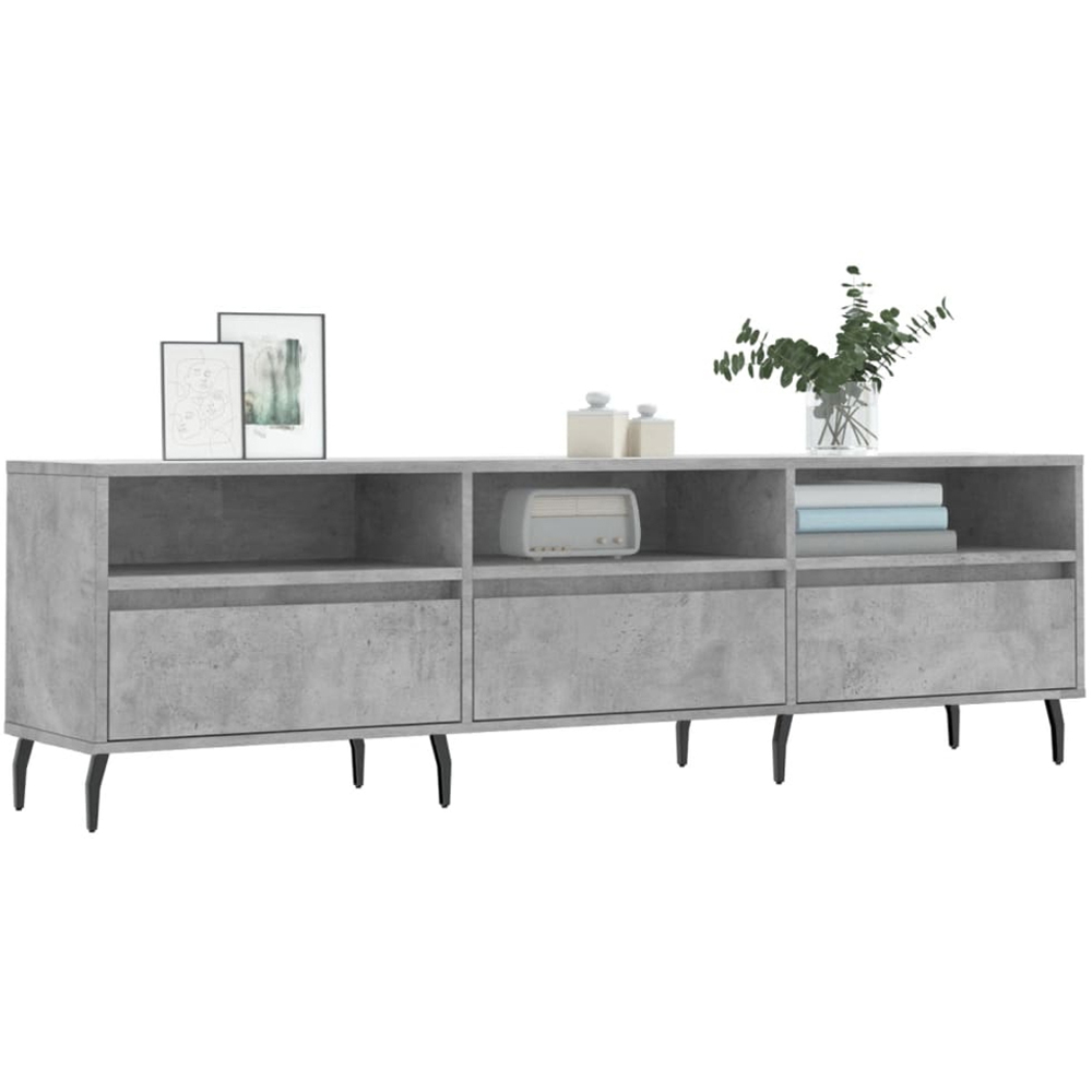 vidaXL 3 Door 3 Shelf Concrete Grey TV Cabinet Image 3
